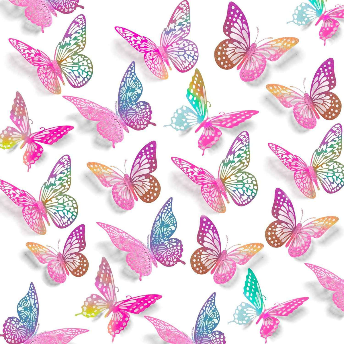 SAOROPEB 3D Butterfly Wall Decor - 48 Pcs, 4 Styles, 3 Sizes, Gold Butterfly Decorations for Birthday & Party Celebrations, Removable Stickers
