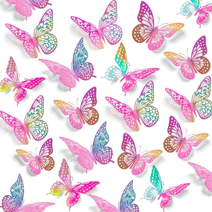 SAOROPEB 3D Butterfly Wall Decor - 48 Pcs, 4 Styles, 3 Sizes, Gold Butterfly Decorations for Birthday & Party Celebrations, Removable Stickers