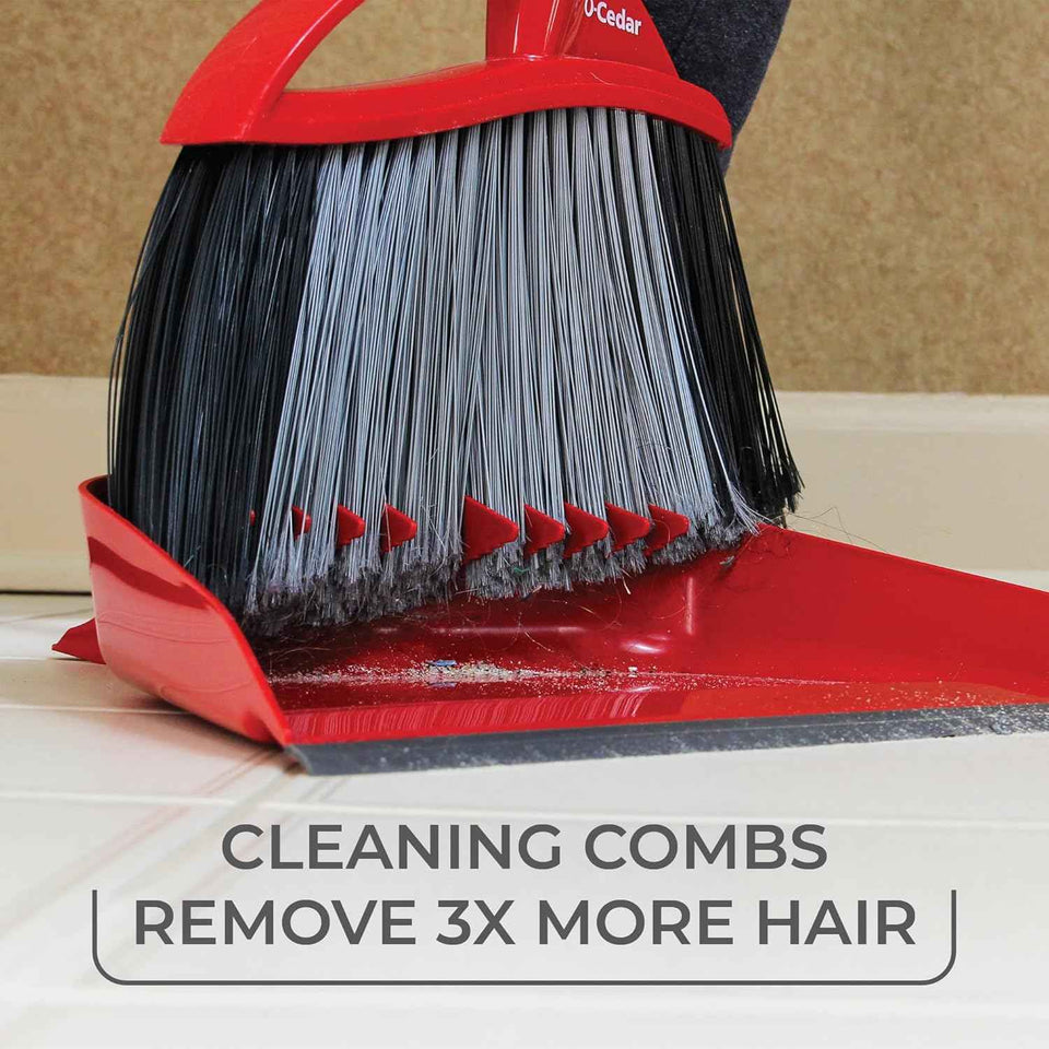 O-Cedar Pet Pro Broom with Step-On Dustpan | Remove 99% with One Sweep | DustPan Removes 3 Times More Pet Hair | Quiet Cleaning Tool for Cat and Dog Owners