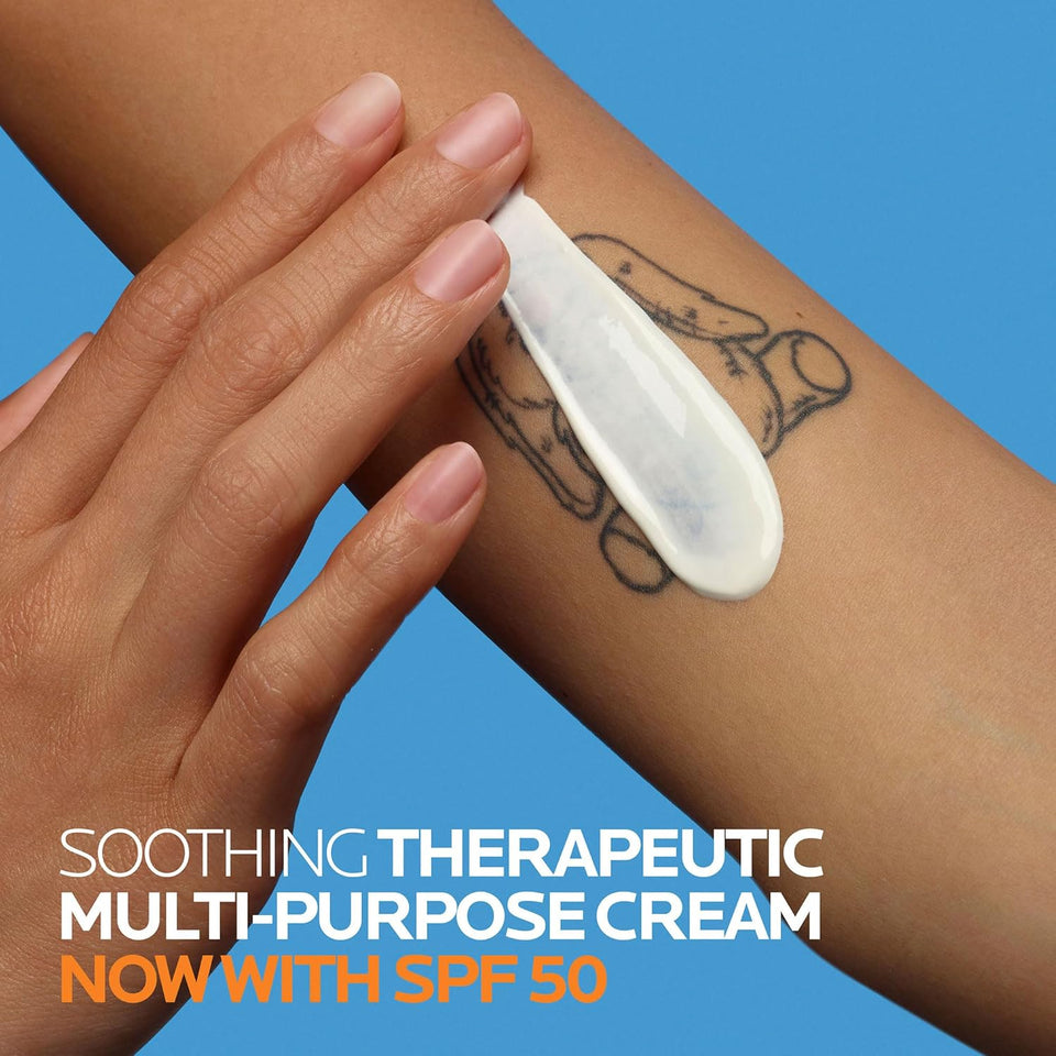La Roche-Posay Cicaplast Balm B5 UV SPF 50, Vitamin B5 + Shea Butter + Tribioma + Madecassoside + Zinc Oxide Sunscreen, Post Treatment Skin Protectant With SPF, Multi-Purpose Cream For Dry Skin