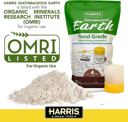 HARRIS Diatomaceous Earth Food Grade, 4lb with Powder Duster Included in The Bag