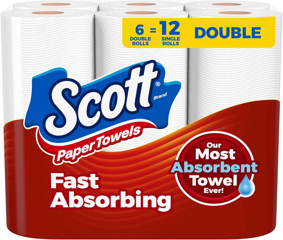 Scott Paper Towels, Choose-A-Sheet, 6 Double Rolls = 12 Regular Rolls (108 Sheets Per Roll) - Rayz Mart