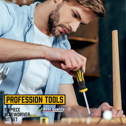 Amartisan 10-Piece Magnetic Screwdrivers Set, 5 Phillips and 5 Slotted Tips Professional Cushion Grip Screwdriver Set