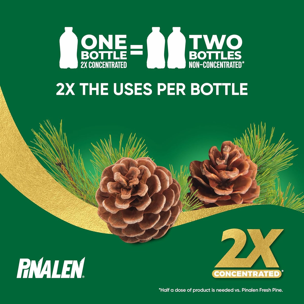 PINALEN 2X Max Aromas Concentrated Multipurpose Cleaner - Fresh Pine Scent - 108 fl oz - All Purpose Cleaner for Kitchen, Bathroom, Floors & Outdoors