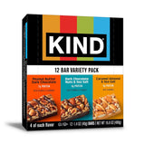 KIND Dark Chocolate Nuts & Sea Salt, Peanut Butter Dark Chocolate, Caramel Almond Sea Salt Bars - 12 Count Variety Pack