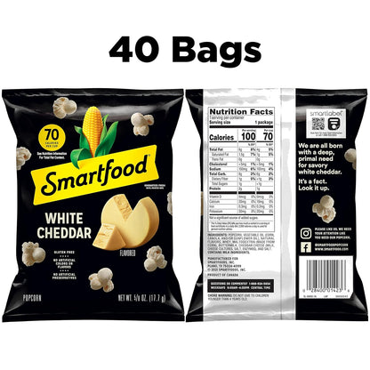 Smartfood White Cheddar Popcorn, 0.625 Ounce, 40 Count Bag, No Artificial Flavors or Preservatives