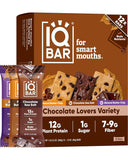 iqbar chocolate lovers variety 12-count keto vegan high fiber gluten free dairy free snack bars with nutrients for focus energy