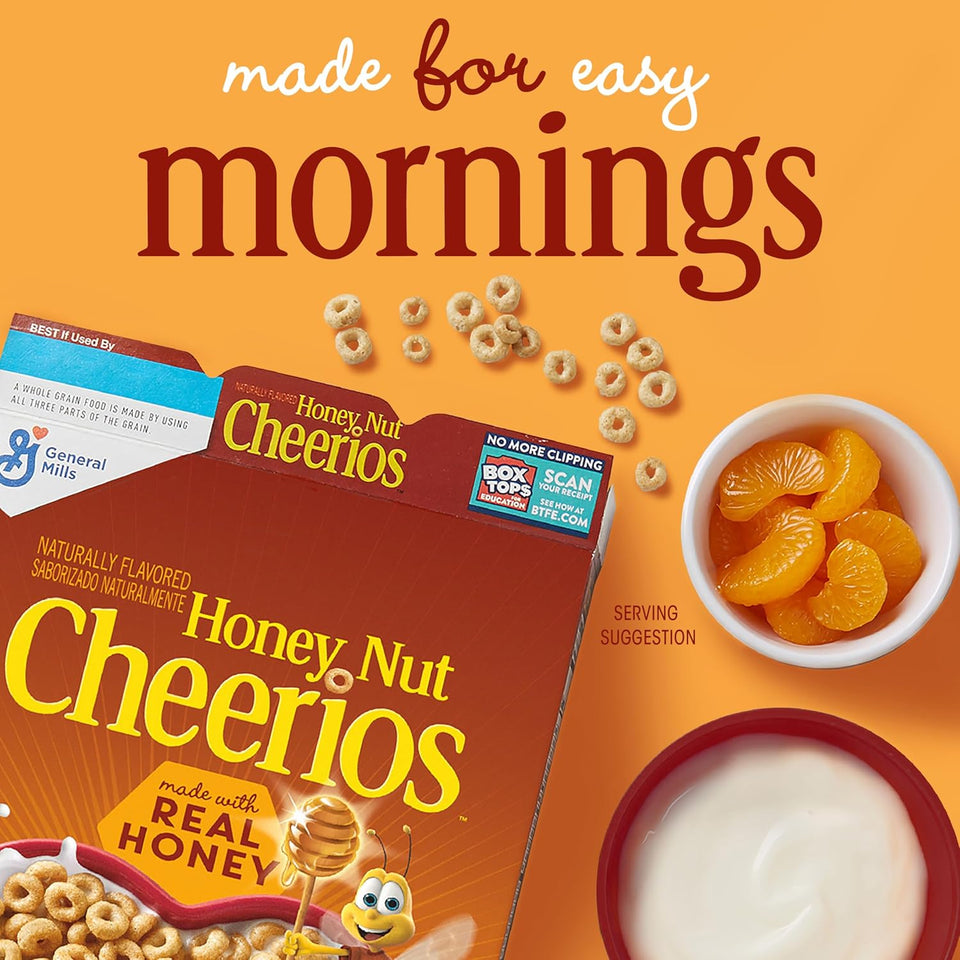 Honey Nut Cheerios heart healthy gluten free cereal, giant size, 27.2 oz, limited edition heart shapes and affirmations