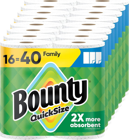 Bounty Quick Size Paper Towels, White, 8 Family Rolls = 20 Regular Rolls - Rayz Mart