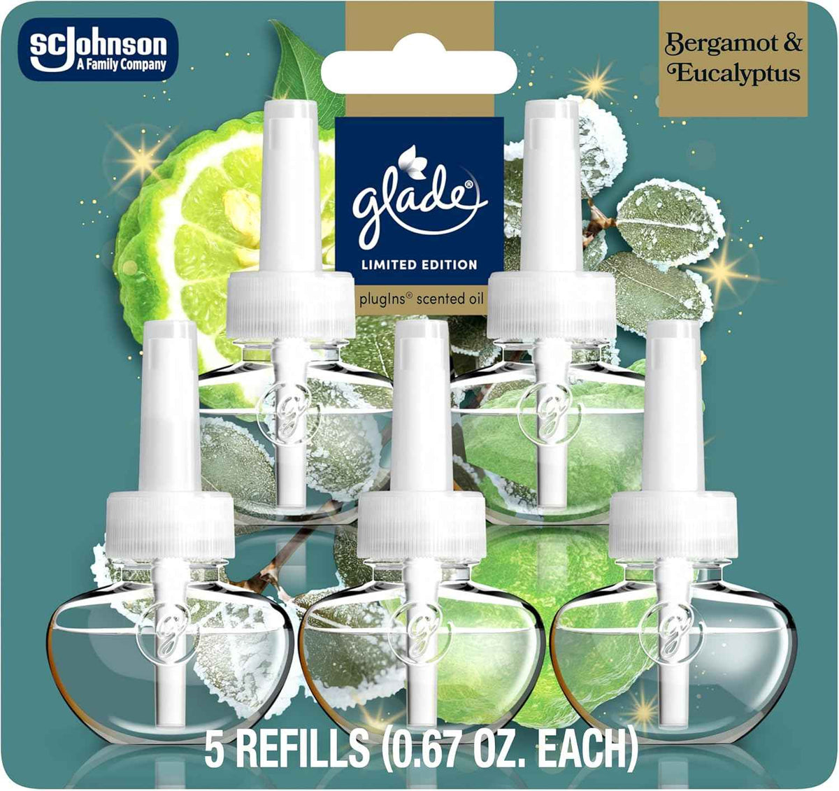 Glade PlugIns Refills Air Freshener, Warm Apple & Spices, Scented and Essential Oils for Home and Bathroom, 0.67 Fl Oz, 5 Count