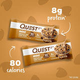 quest nutrition mini chocolate chip cookie dough protein bars 1g sugar 8g protein gluten free 14 count