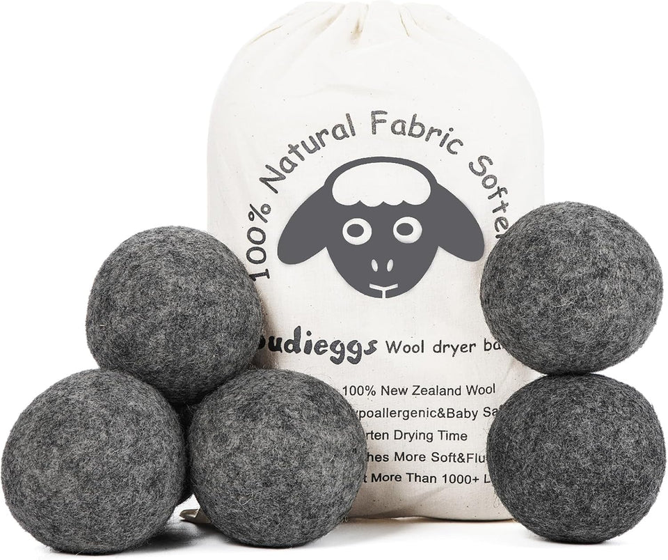 wool dryer balls organic xl 6-pack 100% new zealand wool chemical free softener for 1000+ loads baby safe