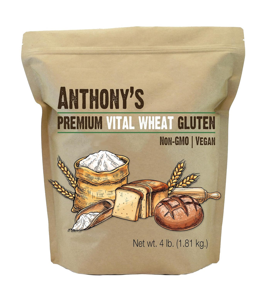 Anthony's 4 lb Vital Wheat Gluten, Vegan, Non GMO, Keto Friendly, Low Carb Flour