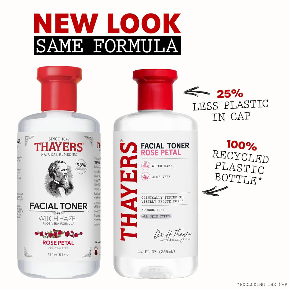 thayers alcohol-free rose petal witch hazel facial toner 12oz soothing hydrating refreshing toner for all skin types