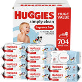 Huggies Simply Clean Unscented Baby Diaper Wipes, 3 flip-top packs, fragrance-free, 192 wipes total