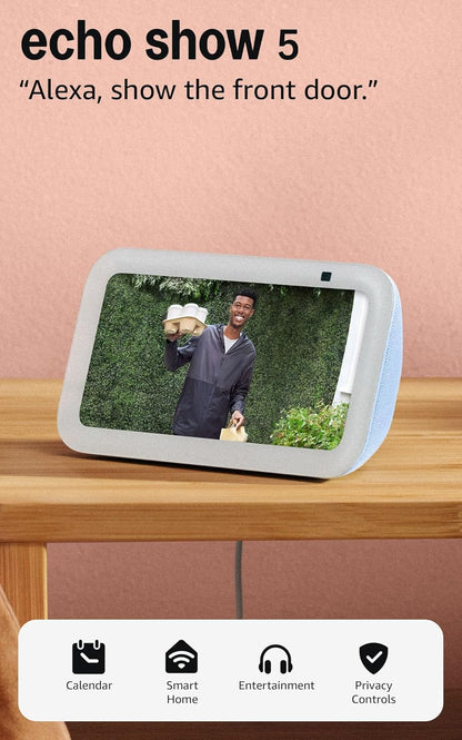 Amazon Echo Show 5 (newest model), Smart display, Designed for Alexa+, 2x the bass and clearer sound, Cloud Blue