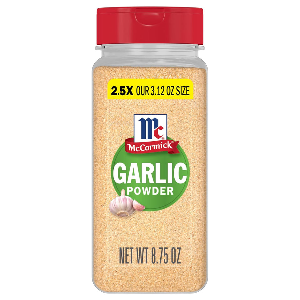 McCormick 8.75 oz Garlic Powder, Non GMO, 2.5X Larger Size, Savory Dishes