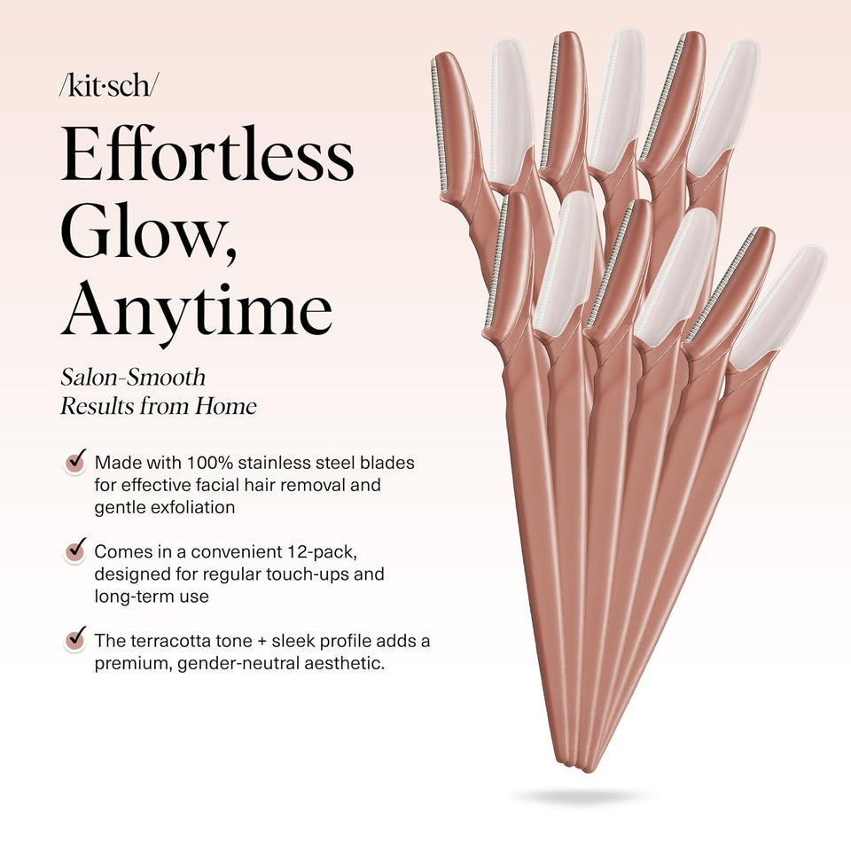 kitsch dermaplane razor terracotta 12 pieces exfoliating facial skin care tool facial hair removal