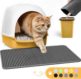 Cat Litter Mat - 23.2'' x 14.6'' Small Litter Trapping Mat, Easy to Clean Litter Box Mat, Waterproof, Urine-Proof, Non-Slip Kitty Litter Mats for Floor, Grey