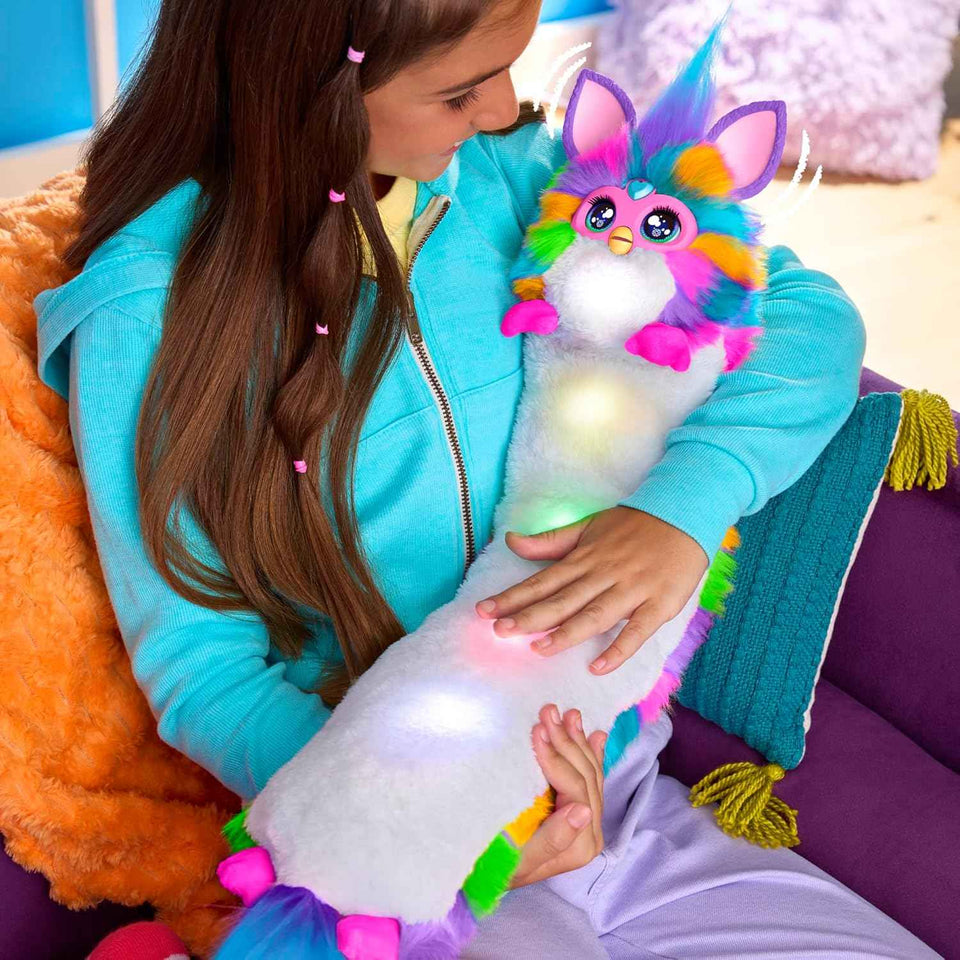 FURBY DJ Interactive Toy, Neon Star, Snuggly Electronic Plush, Music, Lights, Motion, & Games, Speaks English & Furbish, 32 in Long, 6+ Years (Amazon Exclusive)