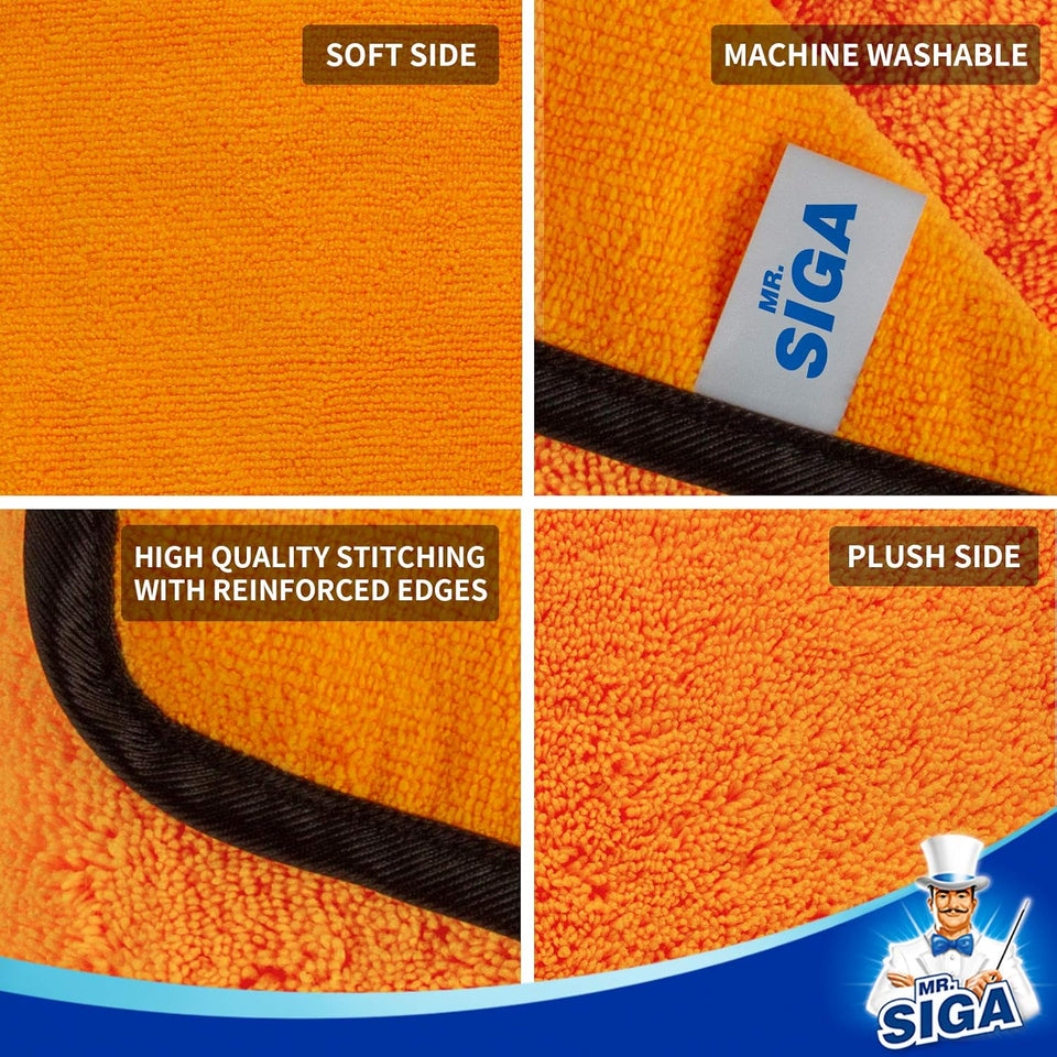 MR.SIGA premium microfiber car washing and detailing towels, dual-sided, gold, 6 pack, 15.7 x 23.6 inch