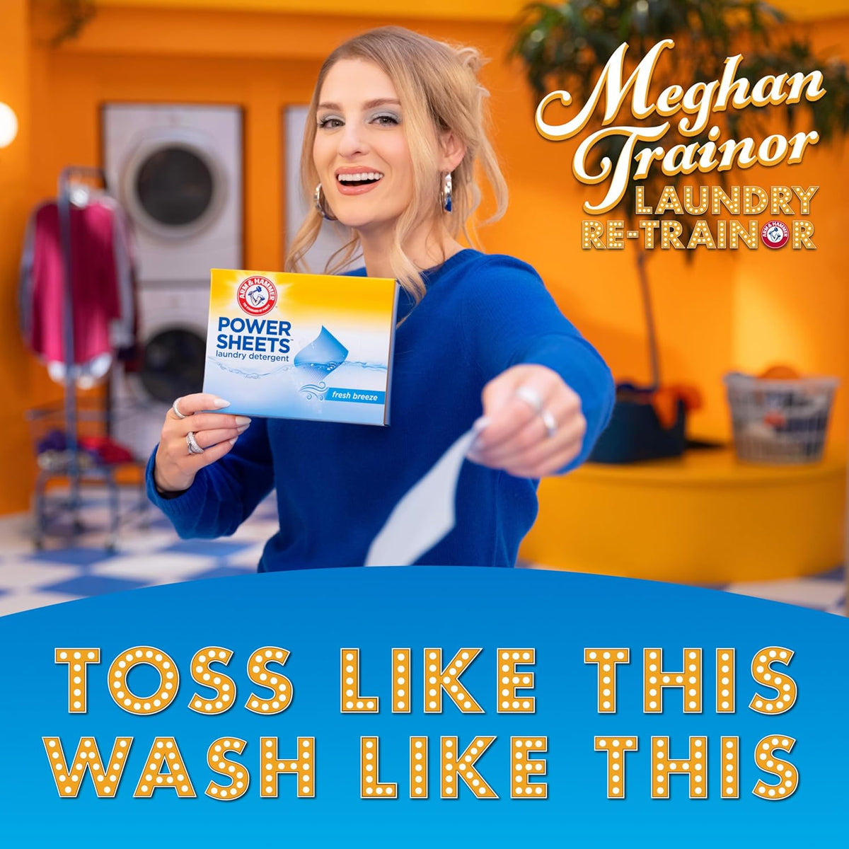ARM & HAMMER Power Sheets Laundry Detergent, Fresh Breeze Scent, Dissolves in All Wash Temps, Lightweight and Travel-Ready, 60ct, Up to 120 Small Loads