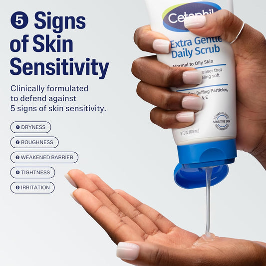 Cetaphil Exfoliating Face Wash, Extra Gentle Daily Face Scrub, Gently Exfoliates & Cleanses, For All Skin Types, Non-Irritating & Hypoallergenic, Suitable For Sensitive Skin, 6 Fl Oz, Pack of 2