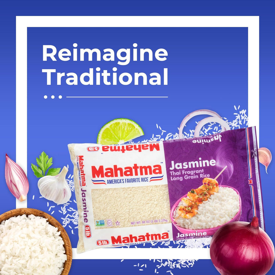 Mahatma Jasmine rice 80-ounce bag Thai Indian or Cambodian stovetop microwave cooking