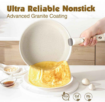 SENSARTE 24-piece non-stick cookware set with detachable handle, induction compatible, RV safe, dishwasher and oven safe (white)