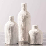 Ceramic Vase Home Table Decor - White Flower Vase Set of 3 Living Room Kitchen Decorations Farmhouse Modern Rustic Vases Decorative Centerpiece for Shelf Bedroom Office Bathroom Dining Coffee Desk