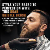viking revolution natural boar bristle beard brush and pear wood comb set with velvet travel pouch
