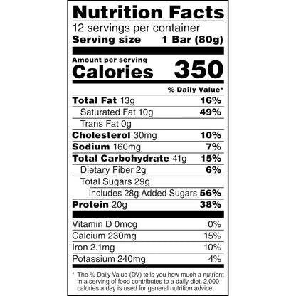Gatorade whey protein recover bars, chocolate chip, 2.8 ounce, pack of 12, 20g protein, 42g carbs