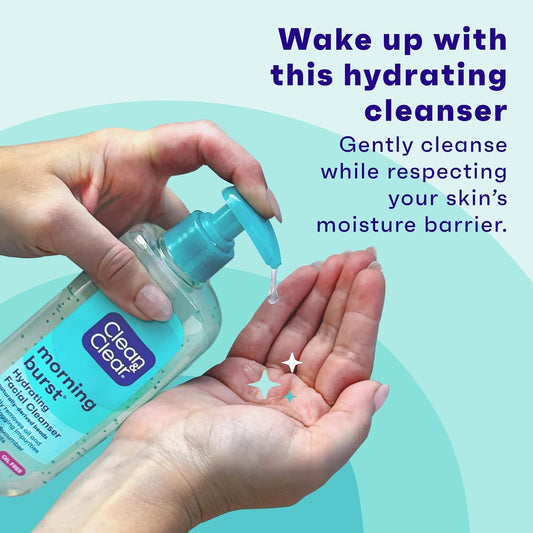 Clean & Clear Morning Burst Hydrating Facial Cleanser with BHA, Cucumber & Aloe Extracts, Refreshing Face Wash for Soft, Smooth & Clear Skin, 8 fl. oz