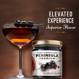 peninsula premium cocktail cherries deep burgundy-red silky smooth rich syrup gourmet american grown made 10.5 ounce