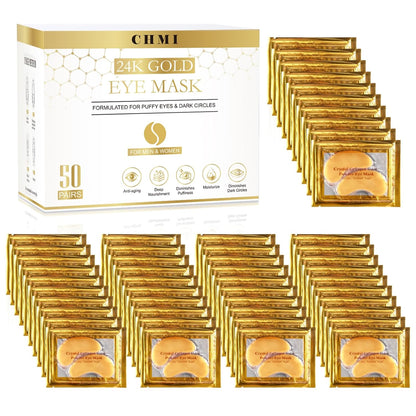 CHMI Under Eye Patches (50 Pairs) - 24K Gold Eye Patches for PLffy Eyes, Dark Circles, EyeBags and Wrinkles, Collagen Skin Care Products, Beauty & Personal Care
