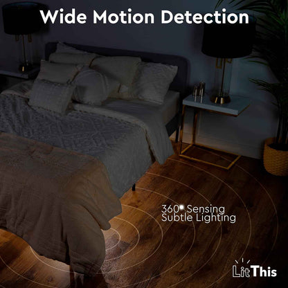 LitThis Under Bed Lights Motion Sensor Patented 360° Motion Activated Night Light for Under Bed Light. – No Installation, Easily positioned, dimmable, auto on/Off.
