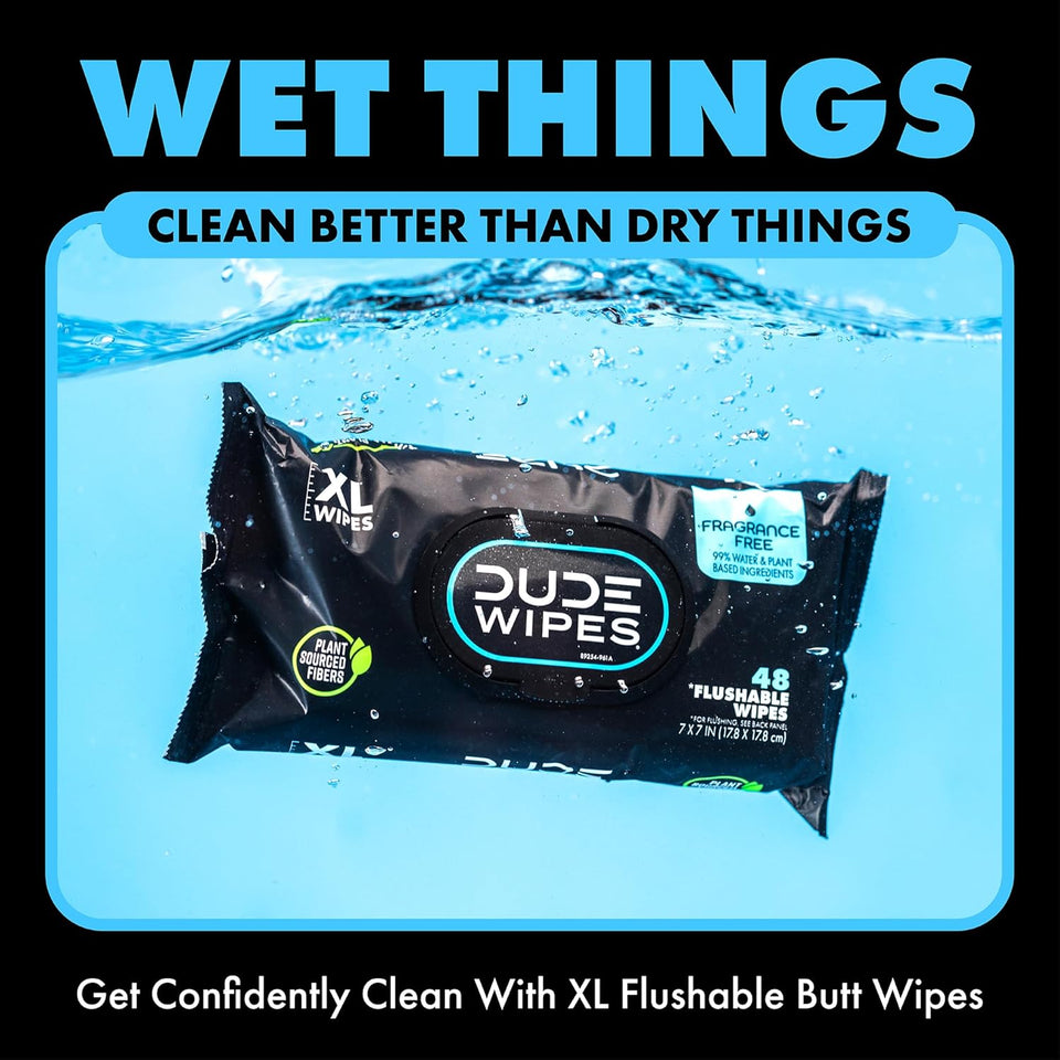 duke unscented extra-large adult wet wipes - 3 pack, 144 flushable wipes, septic and sewer safe