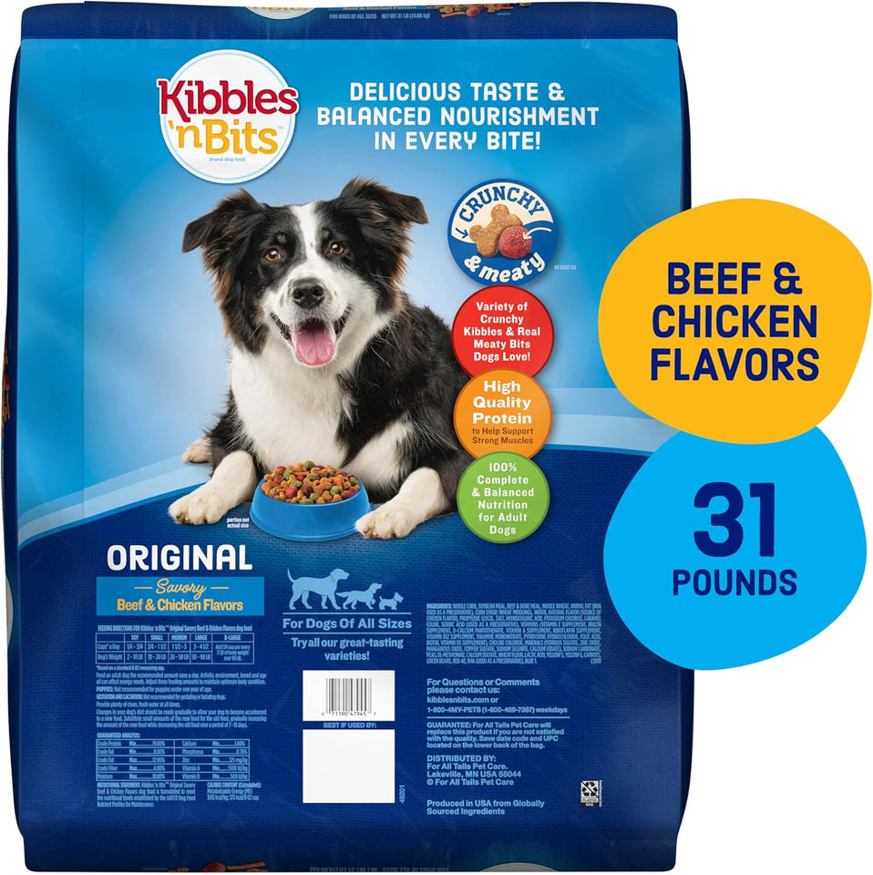 Kibbles 'n Bits 31 pound savory beef and chicken flavor dry dog food for adult dogs