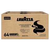 lavazza favorites collection variety pack, keurig k-cup pods, light and medium roast coffees, 64-count box