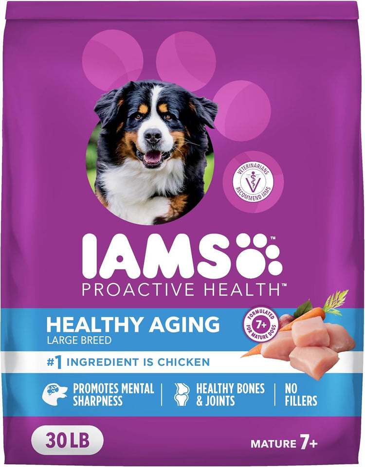 iams proactive health healthy aging large breed dog food real chicken senior dogs 30lb bag
