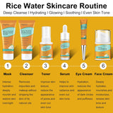 Doyeewo 6-piece women's glass skincare set with Korean rice extract, hydrate glow repair anti-aging facial routine kit for normal, dry, oily, combination skin types