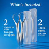 Mouthology 2-pack tongue scraper for adults, metal, stainless steel, tongue cleaner for hygiene