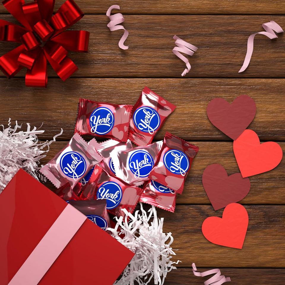 york dark chocolate peppermint patties hearts 9.6 oz valentine's candy gift bag