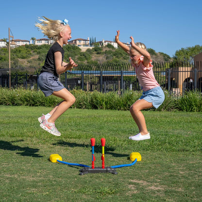 Stomp Rocket Original Dueling Rocket Launcher for Kids, 8 Rockets - Fun Backyard & Outdoor Kids Toys Gifts for Boys & Girls -Toy Foam Blaster Set Soars 200ft - Multi-Player Launcher Stand