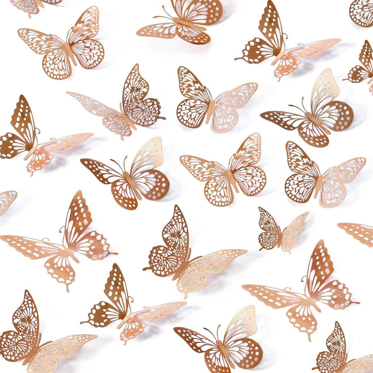SAOROPEB 3D Butterfly Wall Decor - 48 Pcs, 4 Styles, 3 Sizes, Gold Butterfly Decorations for Birthday & Party Celebrations, Removable Stickers