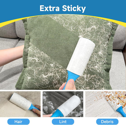 Swihauk 600 Sheets Extra Sticky Lint Rollers for Pet Hair, Easy Spiral Tear Lint Roller for Clothes with Ergonomic Handle, MultiPLrpose Lint Remover for Furniture, Carpet, Car Seat