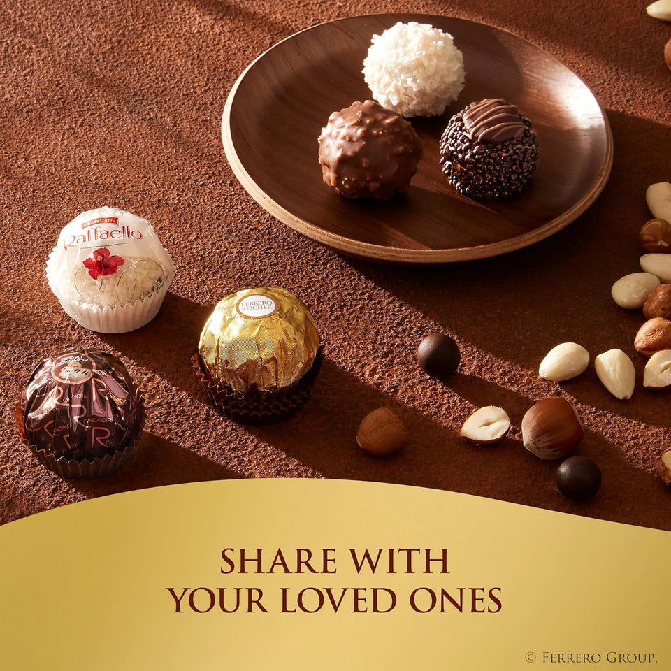 Ferrero Rocher 48 Count Gift Set, 4.6 oz, Hazelnut Milk, Dark Chocolate, and Coconut