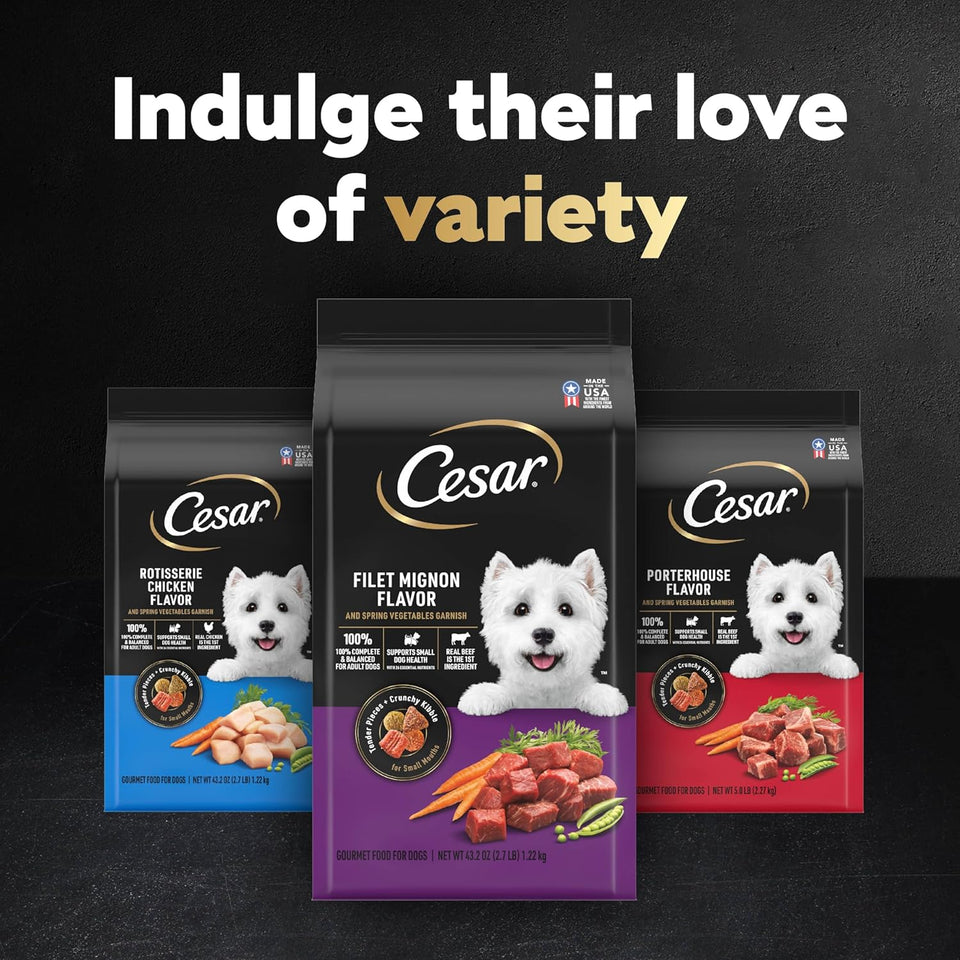 cesar small breed dry dog food filet mignon flavor 12 lb bag for small dogs