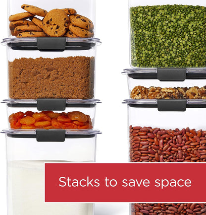 Rubbermaid Brilliance 16-Cup Airtight Food Storage Container with Lid Clear/Grey - optimal for pantry organization flour sugar and food storage
