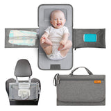 Kopi Baby Portable Diaper Changing Pad - Grey, Classic, 7.35 x 11.5 inches, Foldable, Infant Travel Station Kit, Newborn Gift